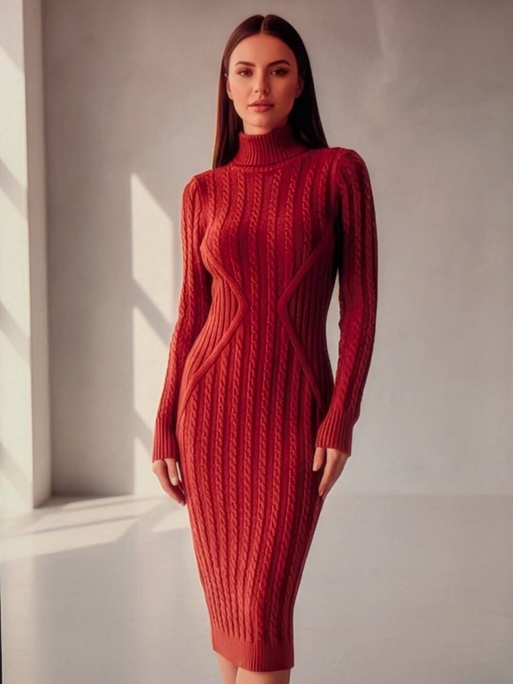 Put Your Sexy On!  "Cable‑Knit"  Rust Miniskirt Dress — Sz Small